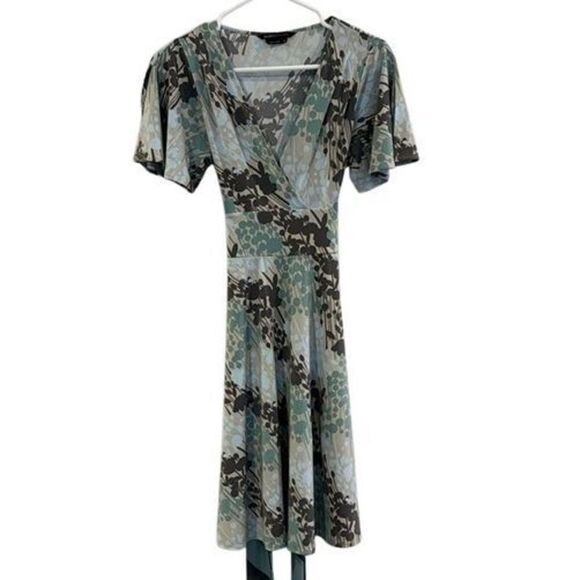 BCBG MaxAzria Gray Blue Faux Wrap Dress - Size 00 - Picture 8 of 10